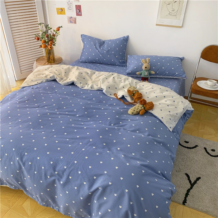 91家纺网 家纺一手货源 找家纺 感遇 2021新款春夏新品全棉四件套纯棉三件套 小情调-蓝