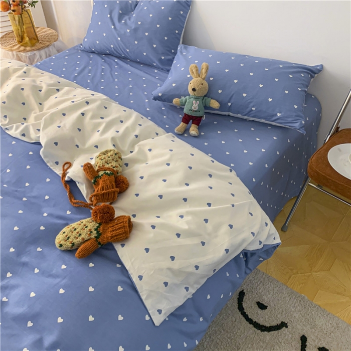 91家纺网 家纺一手货源 找家纺 感遇 2021新款春夏新品全棉四件套纯棉三件套 小情调-蓝