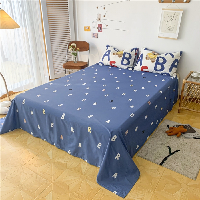 91家纺网 家纺一手货源 找家纺 感遇家纺 2021新款春夏新品全棉单床单 AB熊