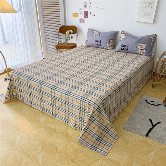 91家纺网 家纺一手货源 找家纺 感遇家纺 2021新款春夏新品全棉单床单 英伦熊-灰