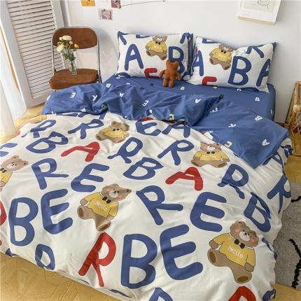 91家纺网 家纺一手货源 找家纺 感遇家纺 2021新款春夏新品全棉单被套 AB熊