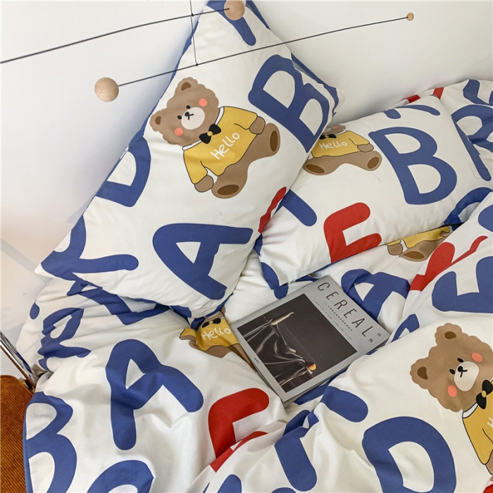 91家纺网 家纺一手货源 找家纺 感遇家纺 2021新款春夏新品全棉单被套 AB熊