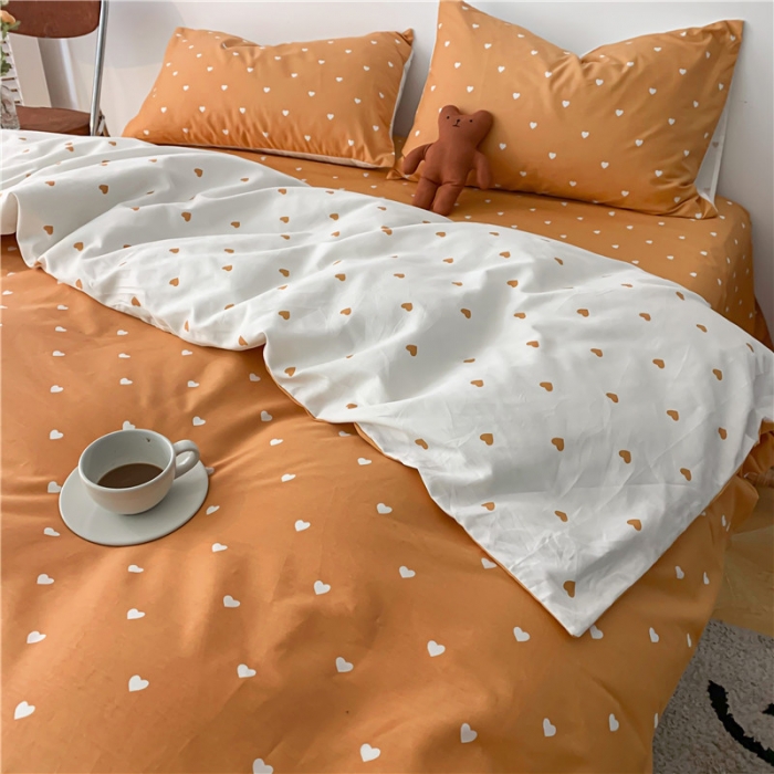 91家纺网 家纺一手货源 找家纺 感遇家纺 2021新款春夏新品全棉单被套 小情调-桔