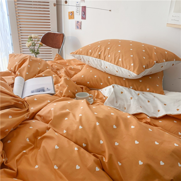 91家纺网 家纺一手货源 找家纺 感遇家纺 2021新款春夏新品全棉单被套 小情调-桔