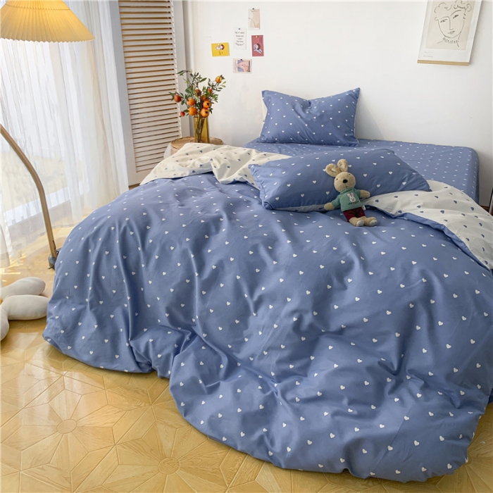 91家纺网 家纺一手货源 找家纺 感遇家纺 2021新款春夏新品全棉单被套 小情调-蓝