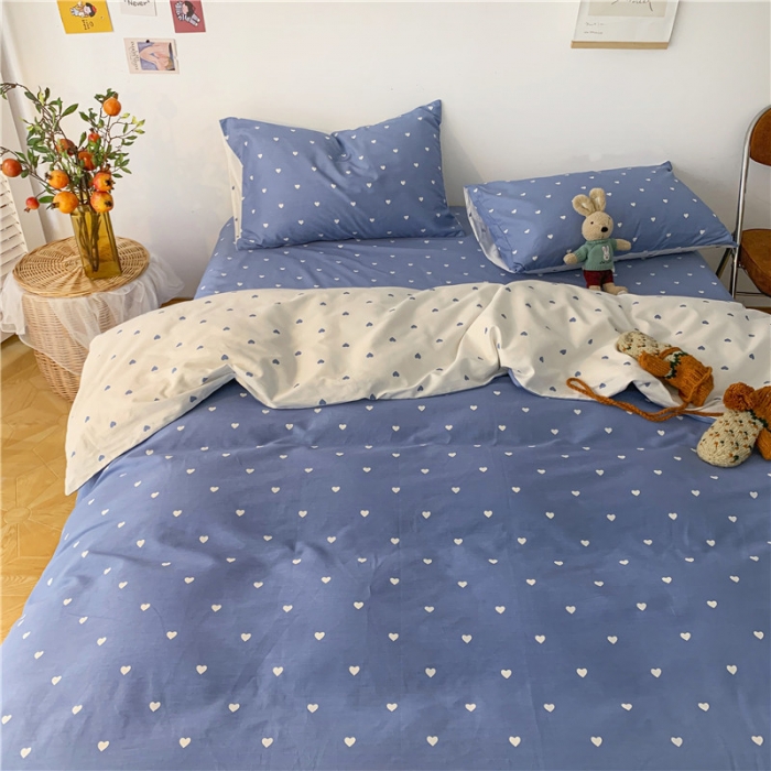 91家纺网 家纺一手货源 找家纺 感遇家纺 2021新款春夏新品全棉单被套 小情调-蓝