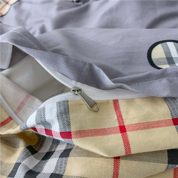 91家纺网 家纺一手货源 找家纺 感遇家纺 2021新款春夏新品全棉单被套 英伦熊-灰