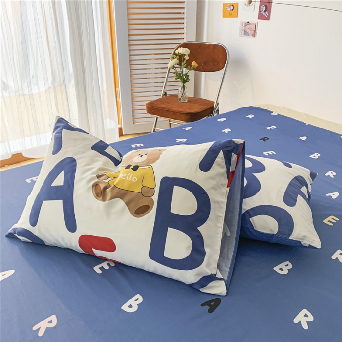 91家纺网 家纺一手货源 找家纺 感遇家纺 2021新款春夏新品全棉单枕套 AB熊