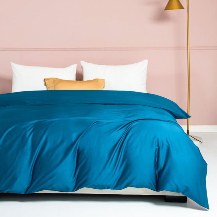 91家纺网 家纺一手货源 找家纺 久典家居 2020新款60S长绒棉被套 月光蓝