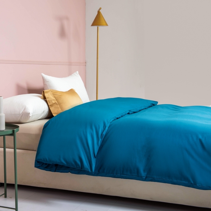 91家纺网 家纺一手货源 找家纺 久典家居 2020新款60S长绒棉被套 月光蓝