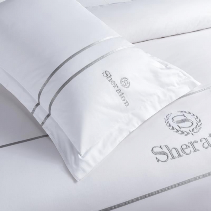 91家纺网 家纺一手货源 找家纺 定制三件套纯棉全棉星级酒店宾馆床单被套嵌条民宿四件套10件起订 9