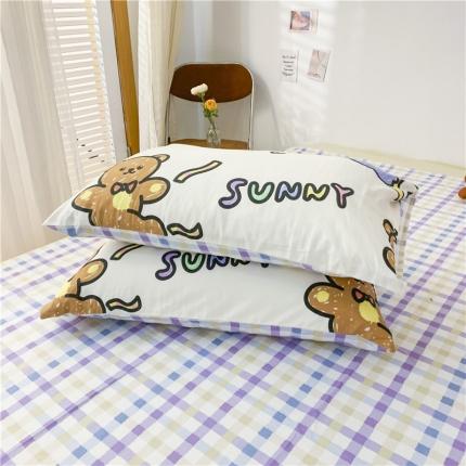 感遇 2021年春夏新品全棉单枕套 调皮熊