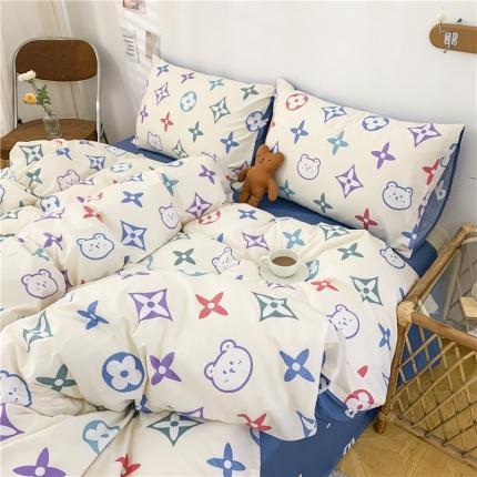 感遇 2021年春夏新品全棉纯棉单被套 字母小熊