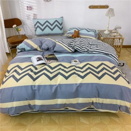 91家纺网 家纺一手货源 找家纺 感遇家纺 2021年春夏新品全棉四件套纯棉三件套 波浪纹