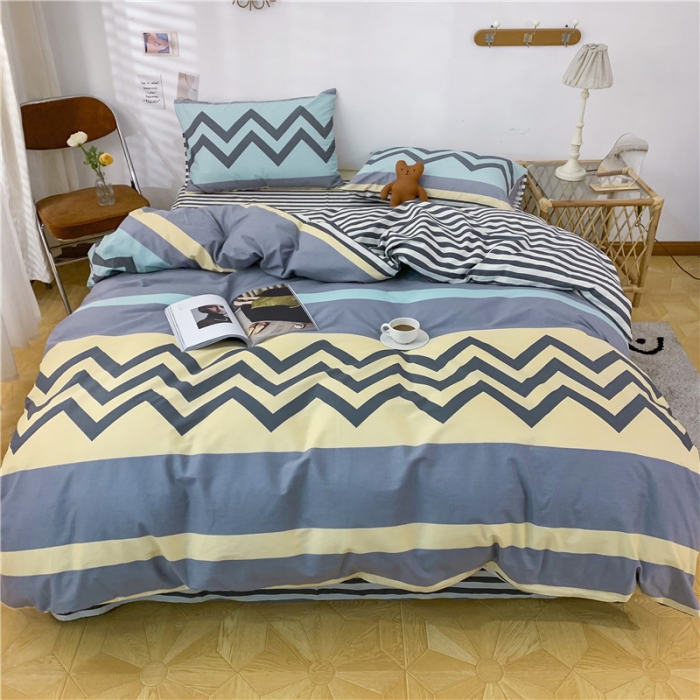 91家纺网 家纺一手货源 找家纺 感遇家纺 2021年春夏新品全棉四件套纯棉三件套 波浪纹