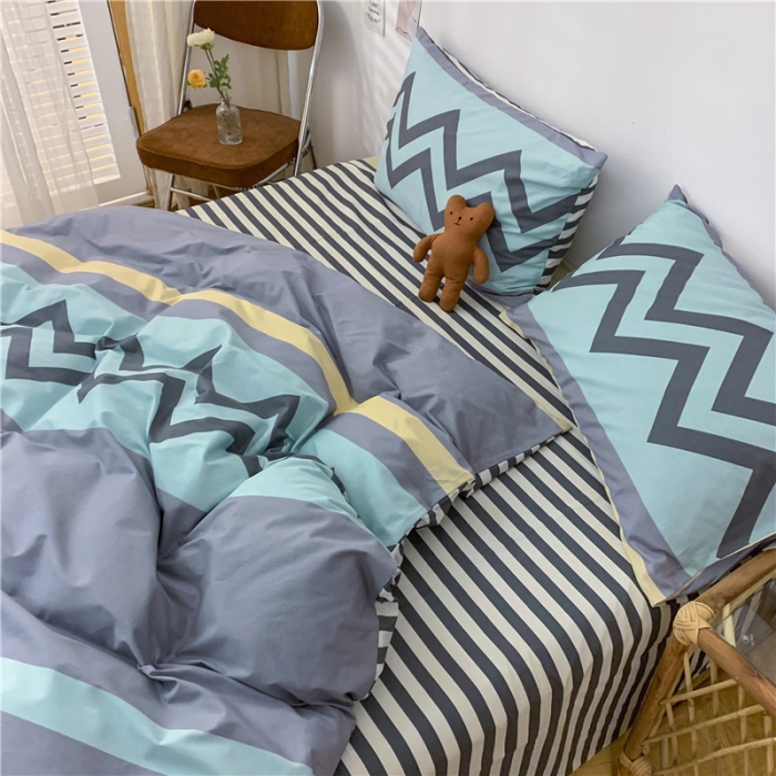 91家纺网 家纺一手货源 找家纺 感遇家纺 2021年春夏新品全棉四件套纯棉三件套 波浪纹