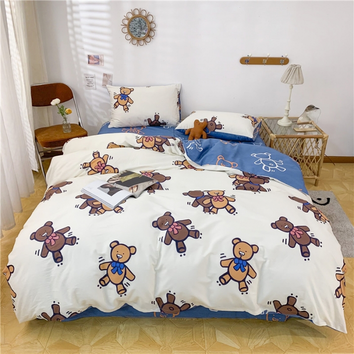 91家纺网 家纺一手货源 找家纺 感遇家纺 2021年春夏新品全棉四件套纯棉三件套 伙伴熊