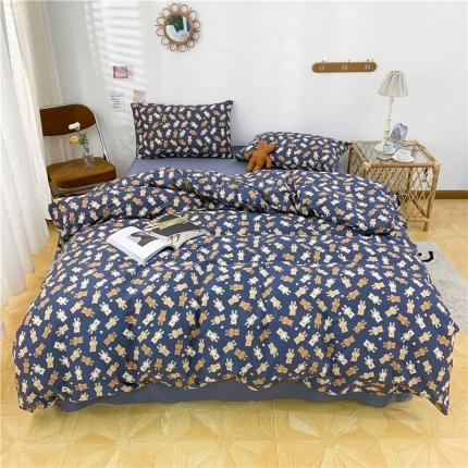 91家纺网 家纺一手货源 找家纺 感遇家纺 2021年春夏新品全棉四件套纯棉三件套 迷你熊