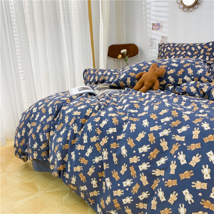 91家纺网 家纺一手货源 找家纺 感遇家纺 2021年春夏新品全棉四件套纯棉三件套 迷你熊