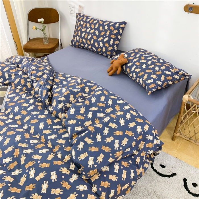 91家纺网 家纺一手货源 找家纺 感遇家纺 2021年春夏新品全棉四件套纯棉三件套 迷你熊