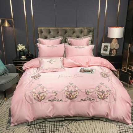 91家纺网 家纺一手货源 找家纺 （总）博纳60s贡缎13372喷气全棉刺绣四件套—花开半夏