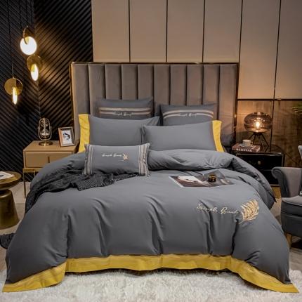 91家纺网 家纺一手货源 找家纺 博纳 2020新款加厚生态全棉磨毛四件套—赛琳娜 高级灰