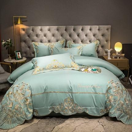 91家纺网 家纺一手货源 找家纺 红番天 热卖款全棉提花贡缎磨毛四件套维多利亚 罗马灰