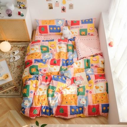 桃子 2021新款纯棉13372文艺生活熊熊卡通系列四件套 森林派对