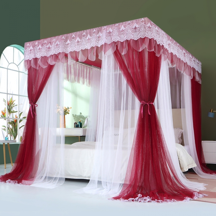 91家纺网 家纺一手货源 找家纺 艾晶美 2021新款双杆双层轻奢落地蚊帐 流光溢彩玛瑙