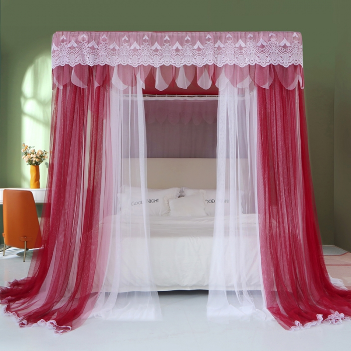 91家纺网 家纺一手货源 找家纺 艾晶美 2021新款双杆双层轻奢落地蚊帐 流光溢彩玛瑙