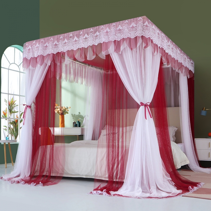 91家纺网 家纺一手货源 找家纺 艾晶美 2021新款双杆双层轻奢落地蚊帐 流光溢彩玛瑙