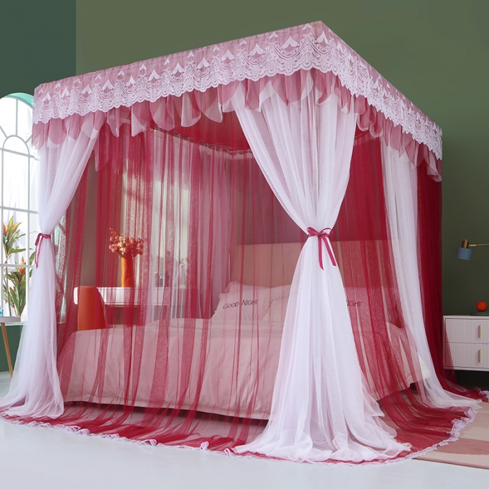 91家纺网 家纺一手货源 找家纺 艾晶美 2021新款双杆双层轻奢落地蚊帐 流光溢彩玛瑙