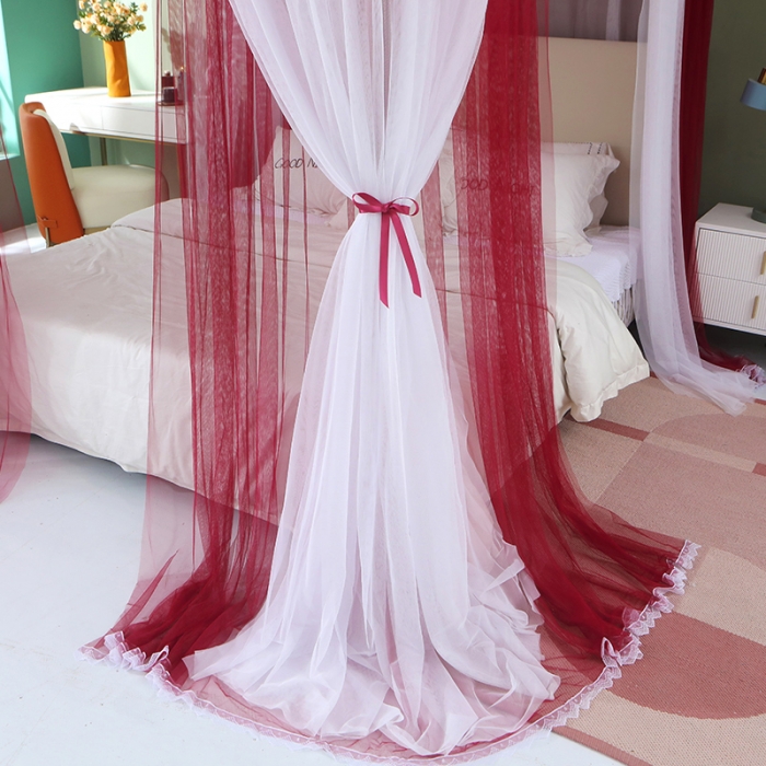 91家纺网 家纺一手货源 找家纺 艾晶美 2021新款双杆双层轻奢落地蚊帐 流光溢彩玛瑙