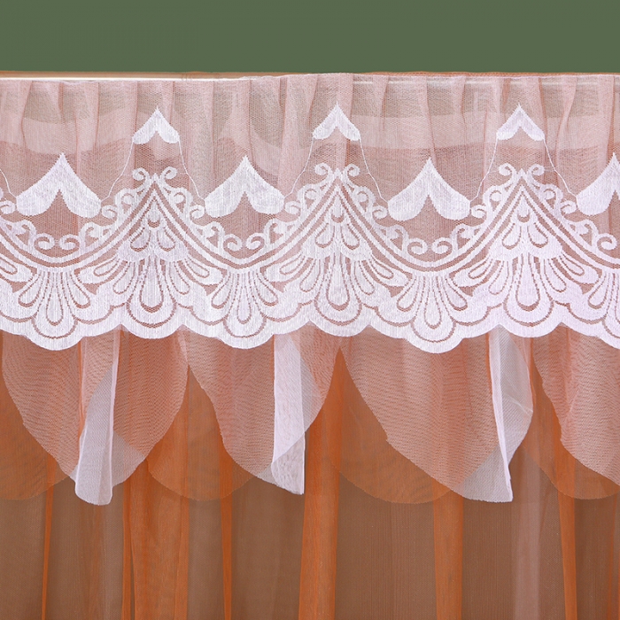 91家纺网 家纺一手货源 找家纺 艾晶美 2021新款双杆双层轻奢落地蚊帐 流光溢彩浅咖