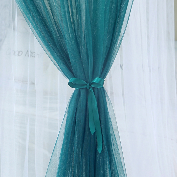 91家纺网 家纺一手货源 找家纺 艾晶美 2021新款双杆双层轻奢落地蚊帐 流光溢彩墨绿