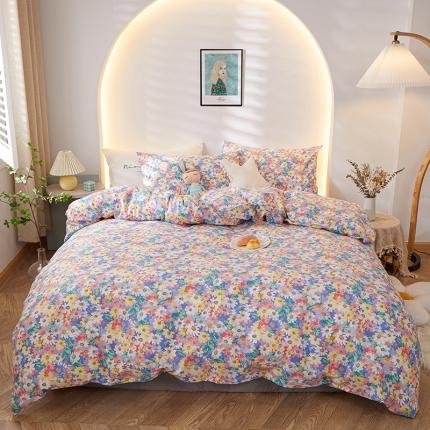 91家纺网 家纺一手货源 找家纺 一米阳光 2021新款碎花款四件套 紫仙仙