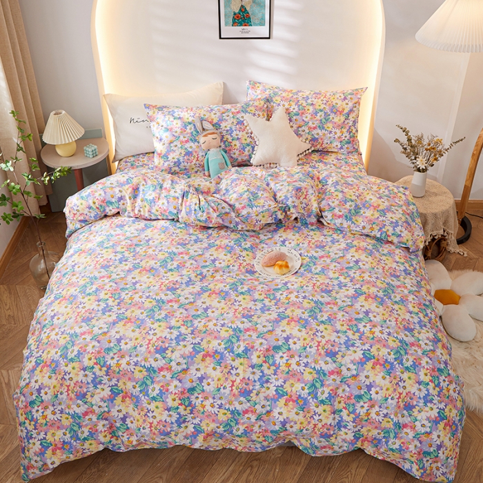 91家纺网 家纺一手货源 找家纺 一米阳光 2021新款碎花款四件套 紫仙仙