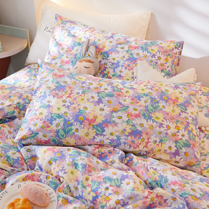 91家纺网 家纺一手货源 找家纺 一米阳光 2021新款碎花款四件套 紫仙仙