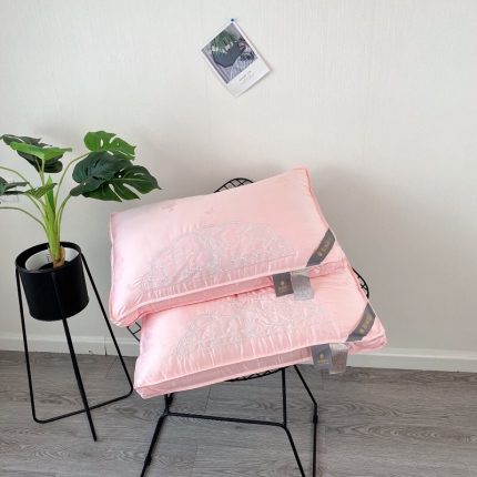 91家纺网 家纺一手货源 找家纺 新品蕾丝工艺蚕蛹蛋白美颜羽丝绒枕芯 护颈水洗枕芯