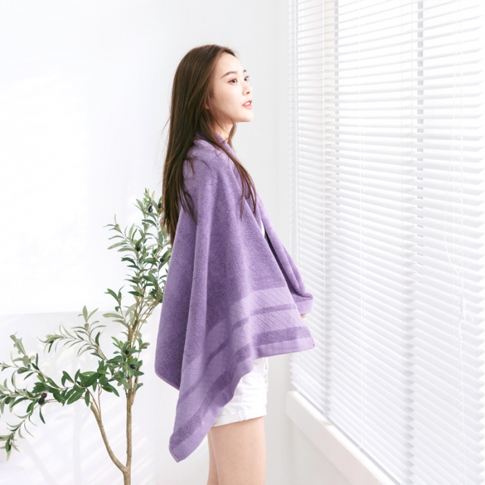 91家纺网 家纺一手货源 找家纺 朴尔 2021新款全棉32股小棱形系列毛巾浴巾浴巾深紫色
