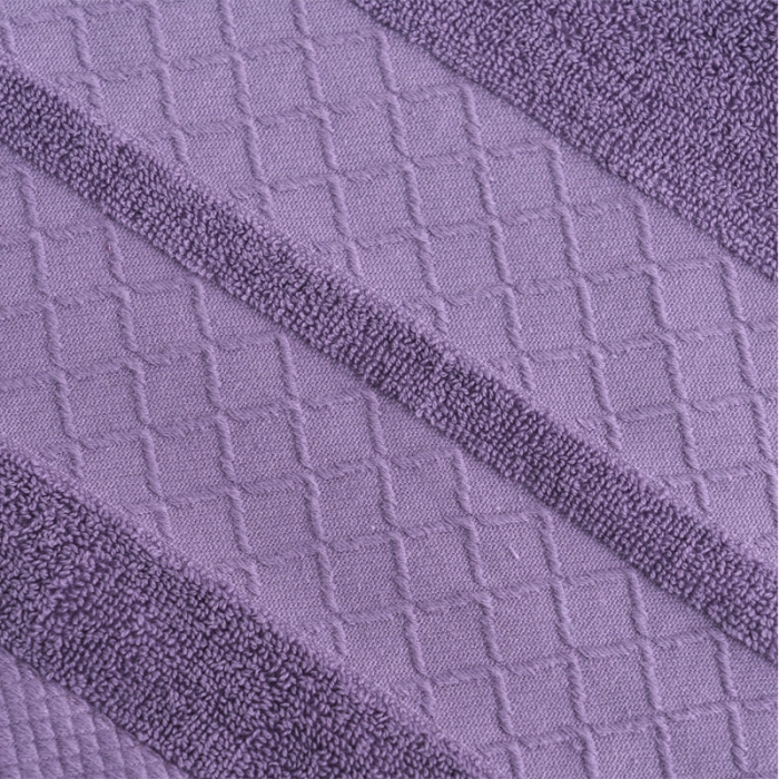 91家纺网 家纺一手货源 找家纺 朴尔 2021新款全棉32股小棱形系列毛巾浴巾浴巾深紫色