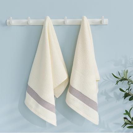 朴尔 2021新款全棉32股波浪纹系列毛巾浴巾毛巾米白色