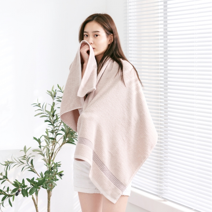 91家纺网 家纺一手货源 找家纺 朴尔 2021新款全棉32股波浪纹系列毛巾浴巾浴巾浅咖色