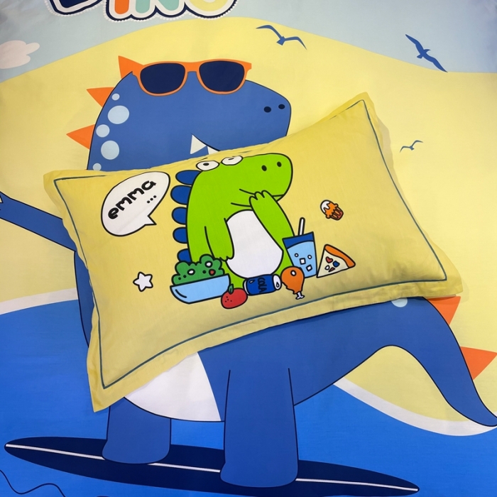 91家纺网 家纺一手货源 找家纺 金爱家 2021新款13372大版全棉卡通四件套 冲浪龙