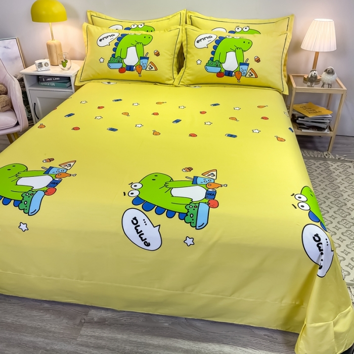 91家纺网 家纺一手货源 找家纺 金爱家 2021新款13372大版全棉卡通四件套 冲浪龙