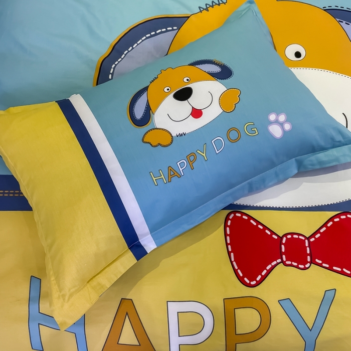 91家纺网 家纺一手货源 找家纺 金爱家 2021新款13372大版全棉卡通四件套 呆萌狗