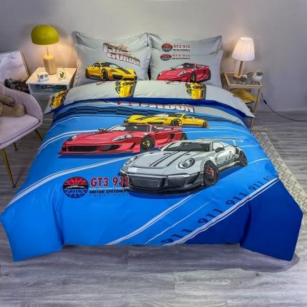 金爱家 2021新款13372大版全棉卡通四件套 极速赛车