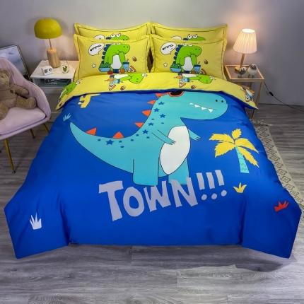 金爱家 2021新款13372大版全棉卡通四件套 酷龙出没