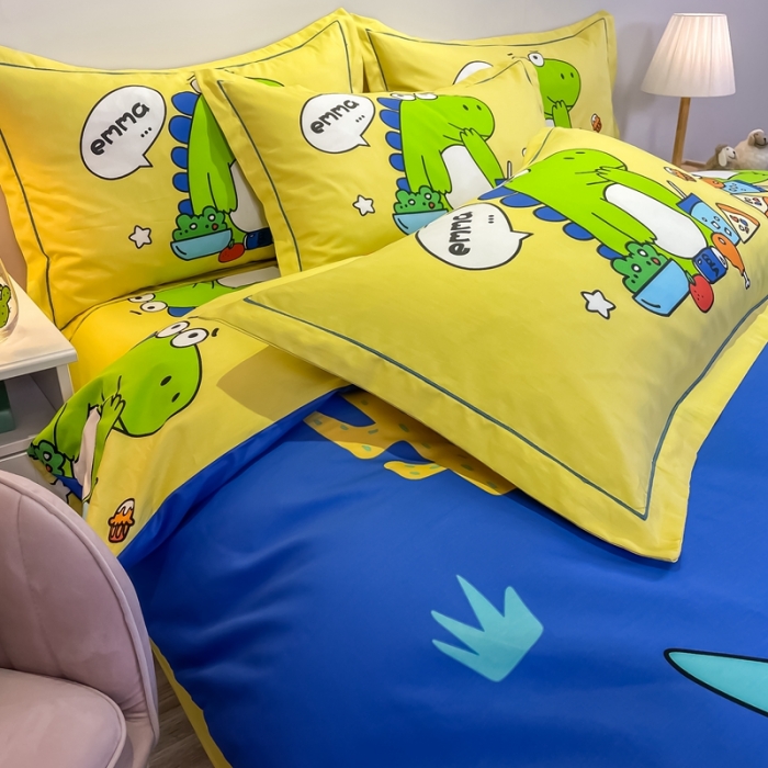 91家纺网 家纺一手货源 找家纺 金爱家 2021新款13372大版全棉卡通四件套 酷龙出没