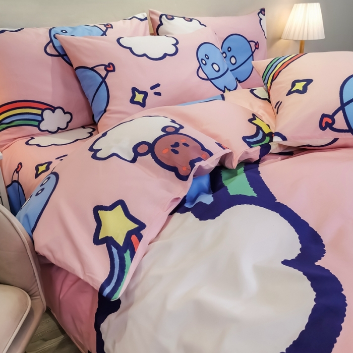 91家纺网 家纺一手货源 找家纺 金爱家 2021新款13372大版全棉卡通四件套 萝卜兔兔